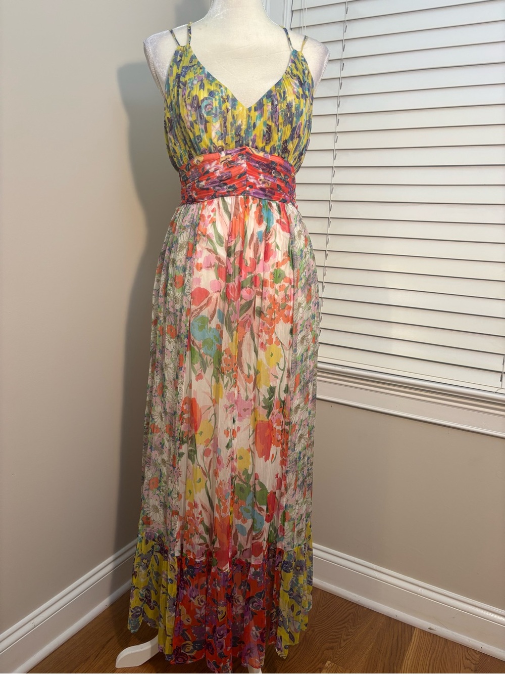Anthropologie Floral Maxi Chiffon Dress 10